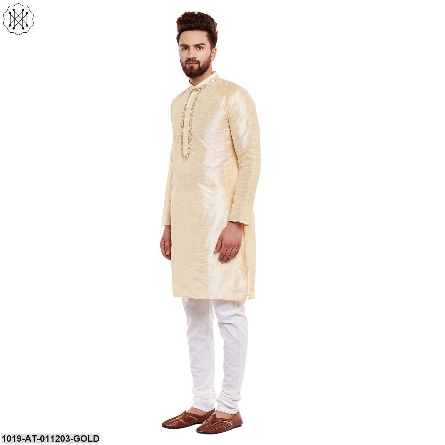 Men's Golden, Dupion Silk Kurta