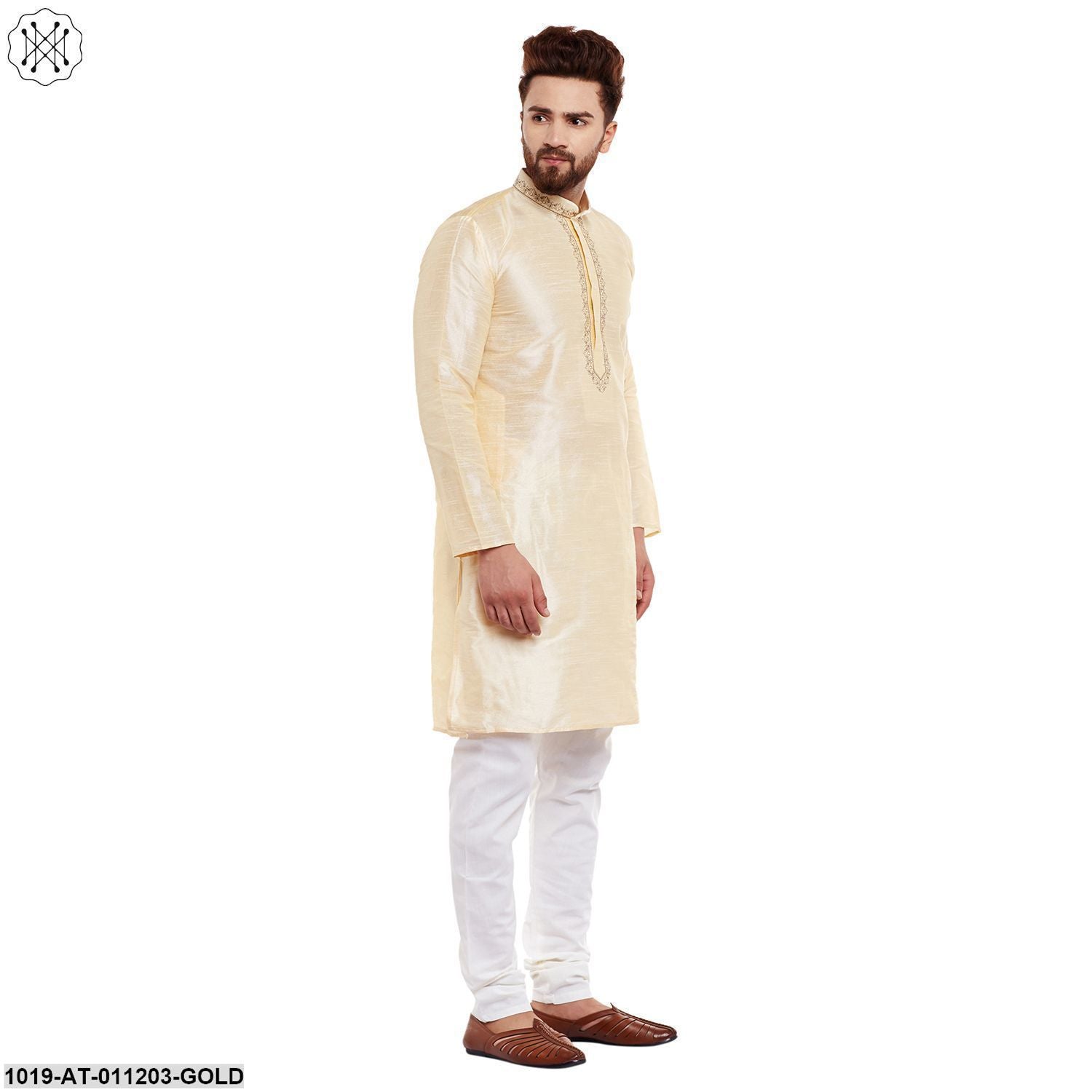 Men's Golden, Dupion Silk Kurta