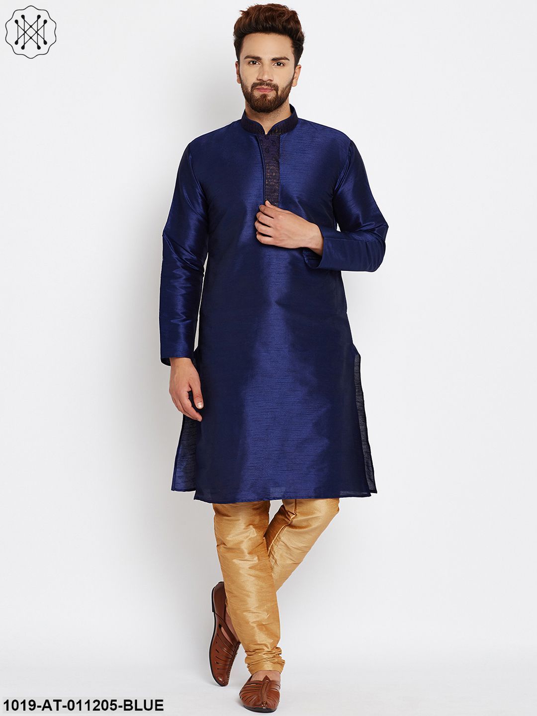 Men's Royal Blue, Dupion Silk Kurta