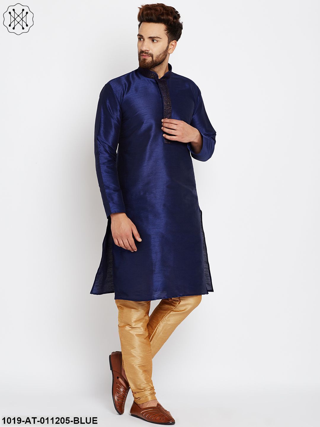 Men's Royal Blue, Dupion Silk Kurta