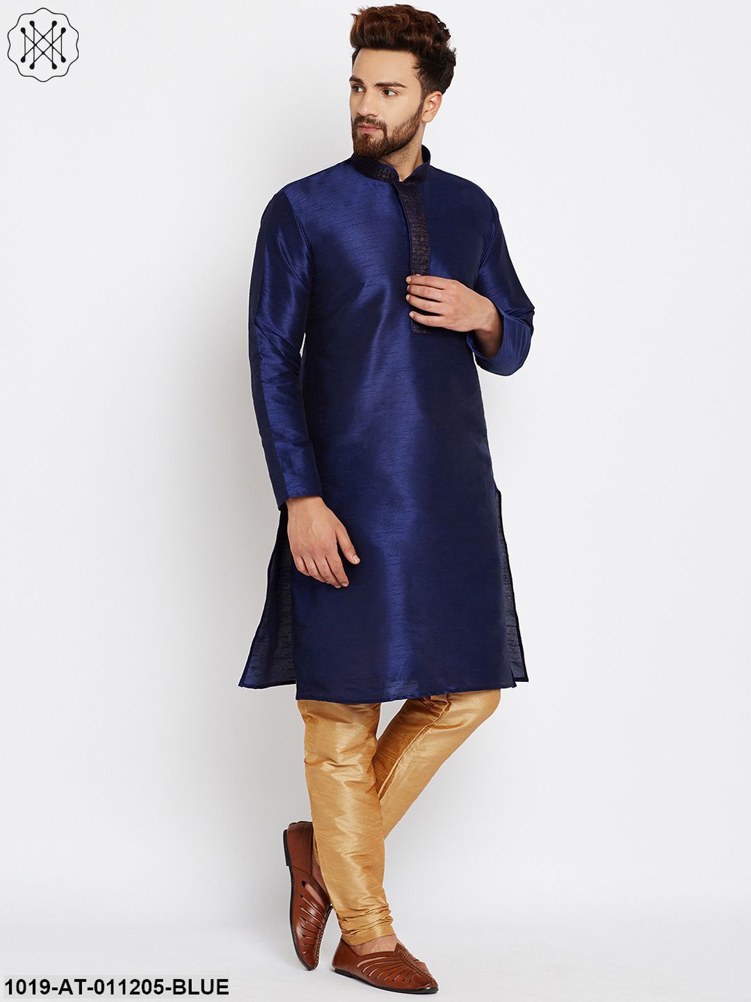 Men's Royal Blue, Dupion Silk Kurta