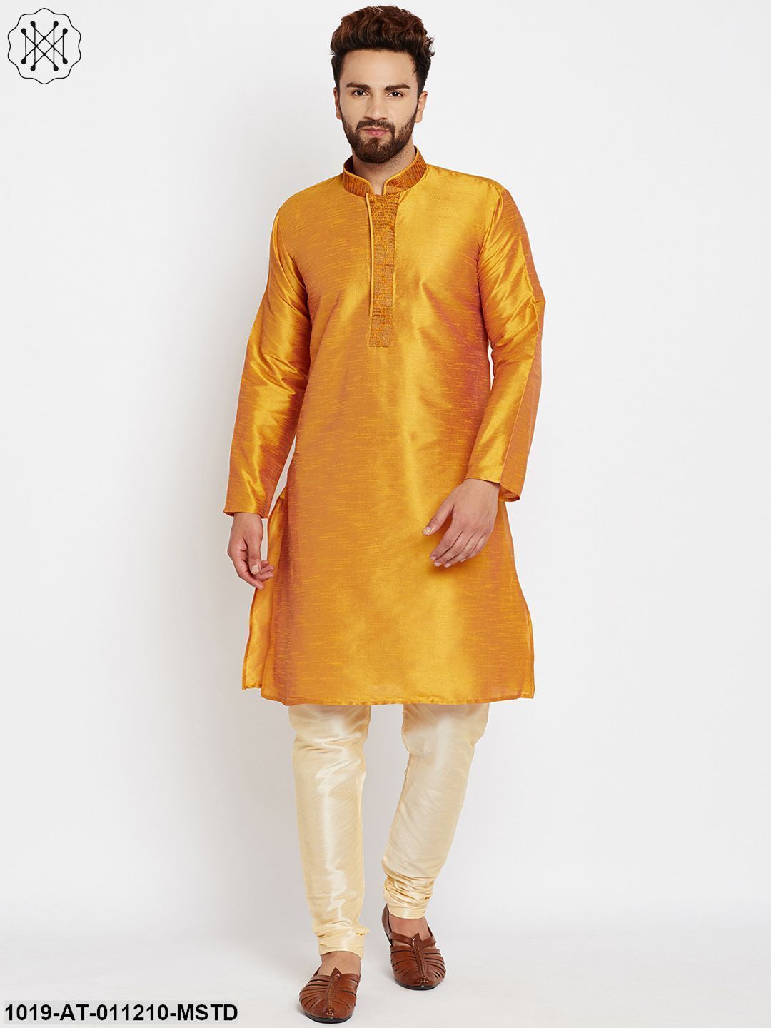 Men's Mustard, Dupion Silk Kurta