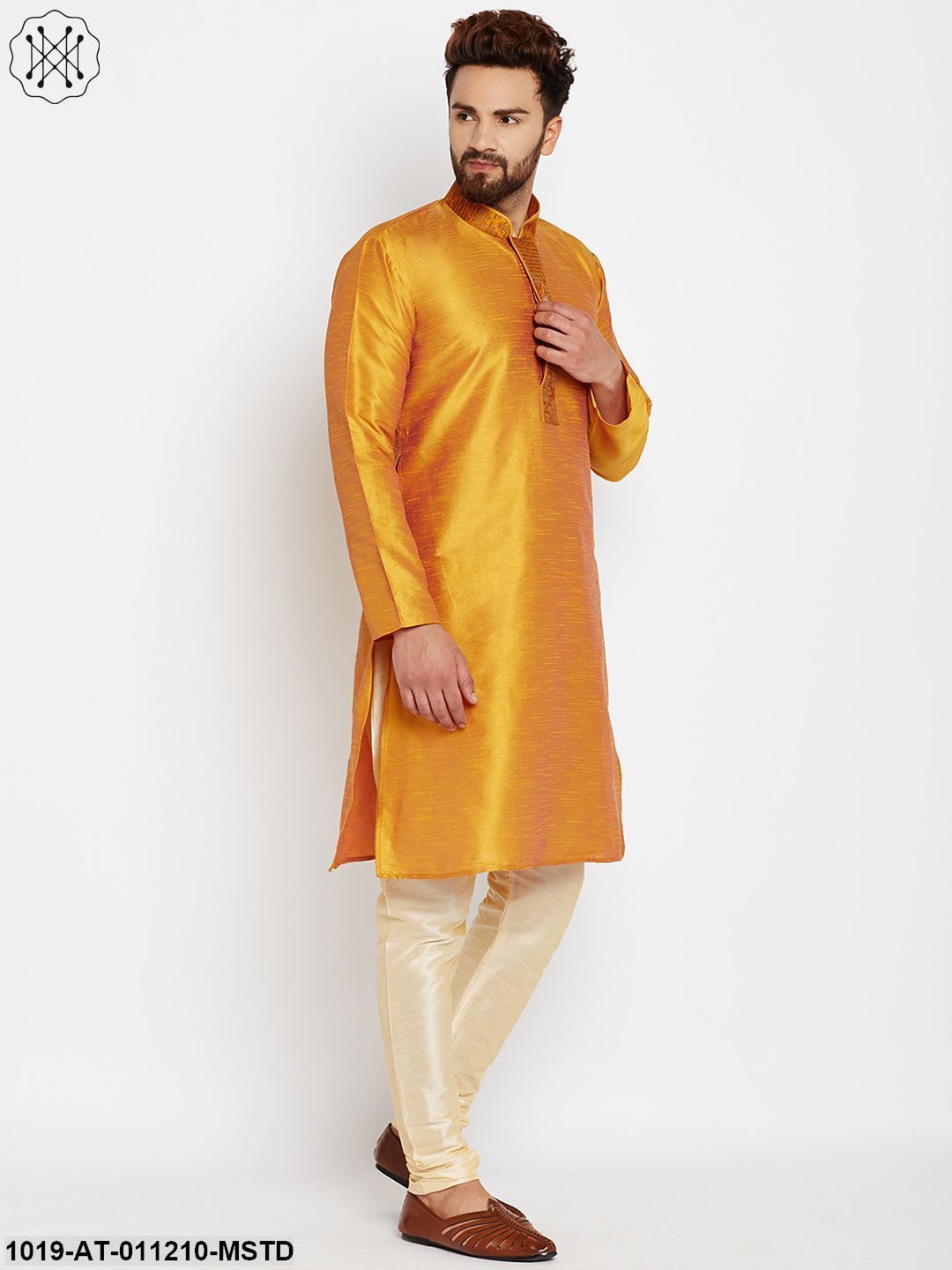 Men's Mustard, Dupion Silk Kurta