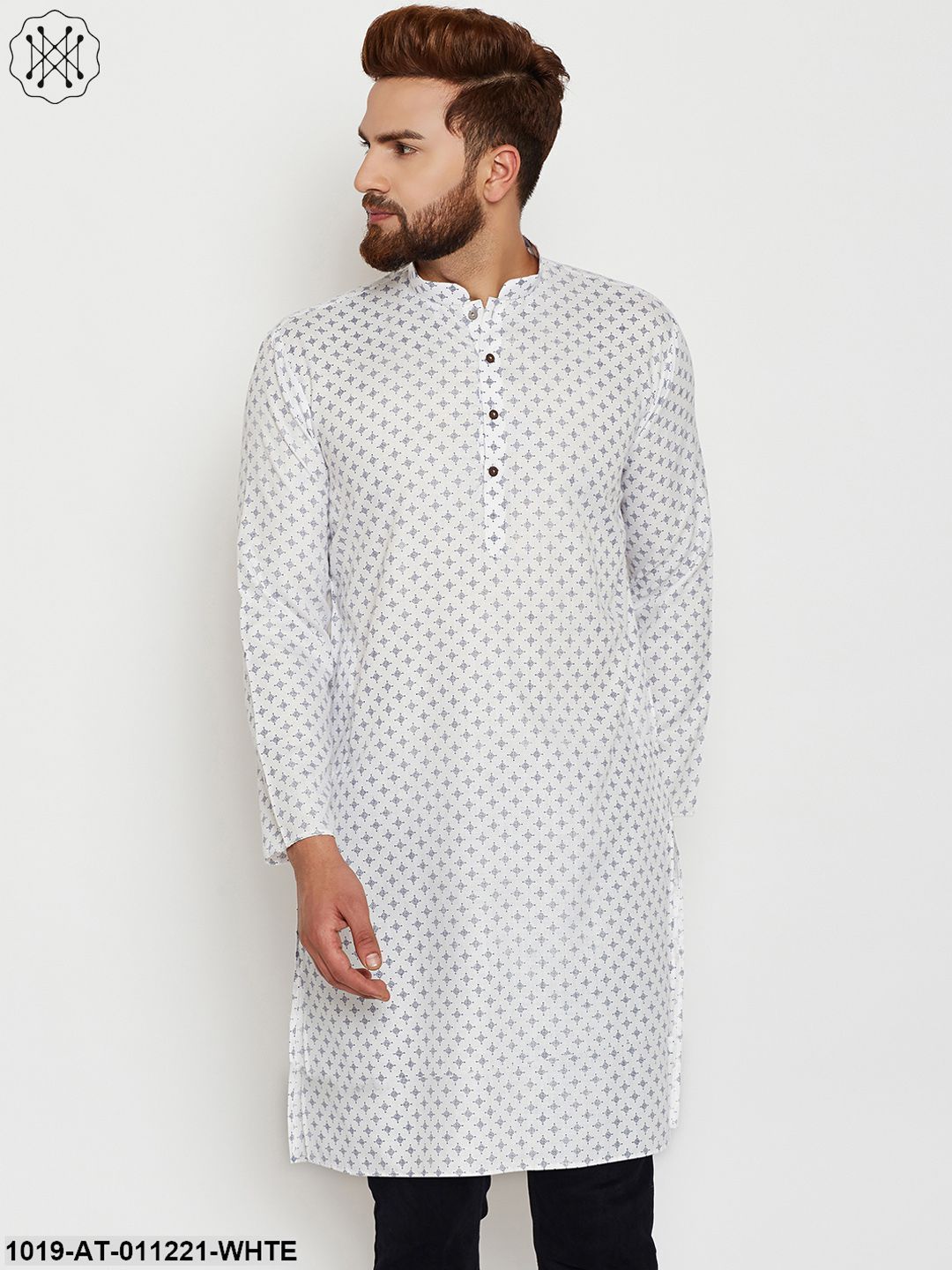Men's White, Cotton Linen Blend Kurta