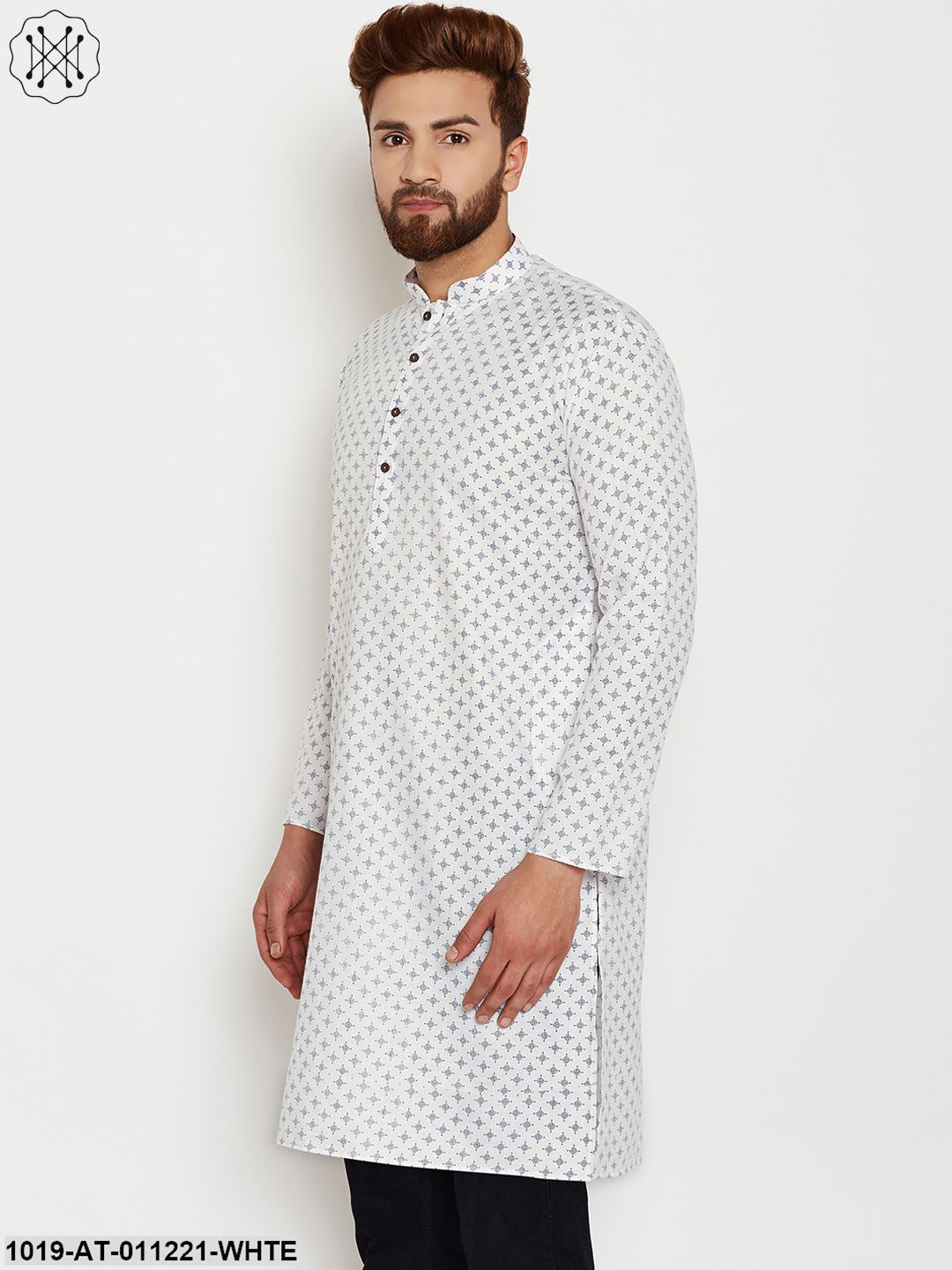 Men's White, Cotton Linen Blend Kurta