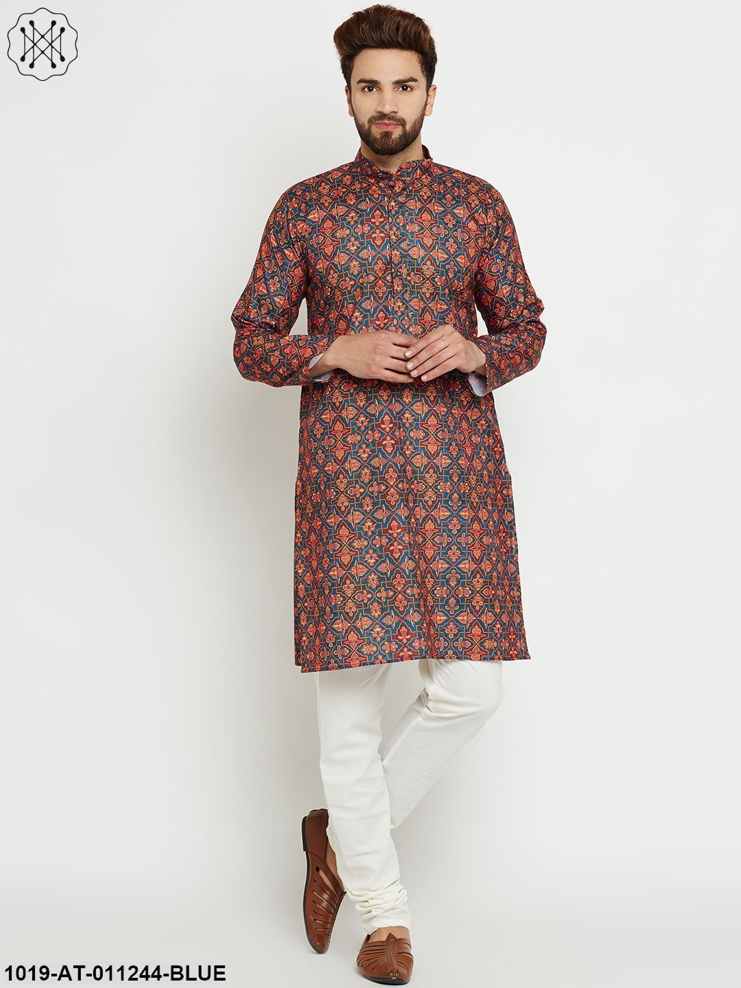 Men's Printed Multicolored Long Kurta