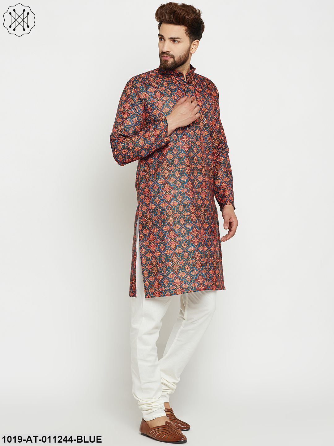 Men's Printed Multicolored Long Kurta