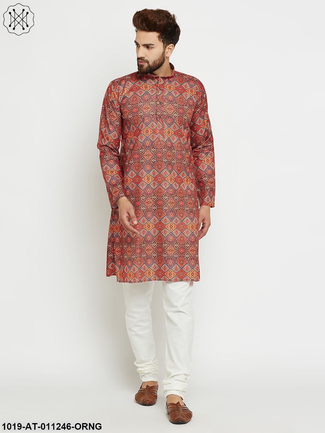 Men's Printed Multicolored Long Kurta