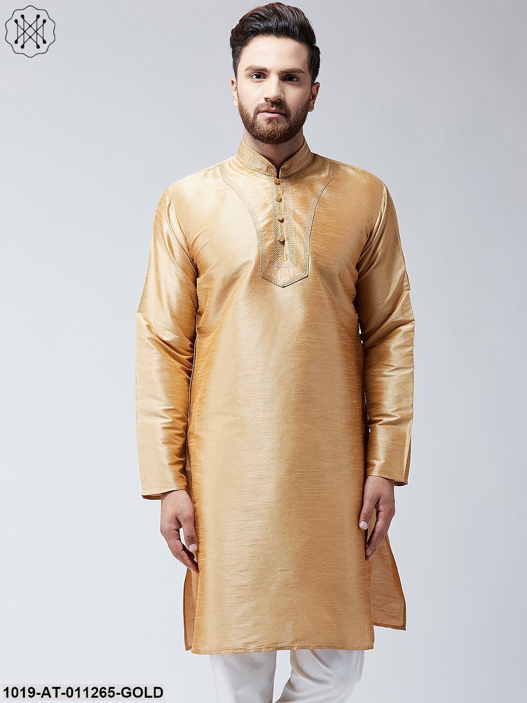 Men's Gold Dupion Silk Only LongKurta