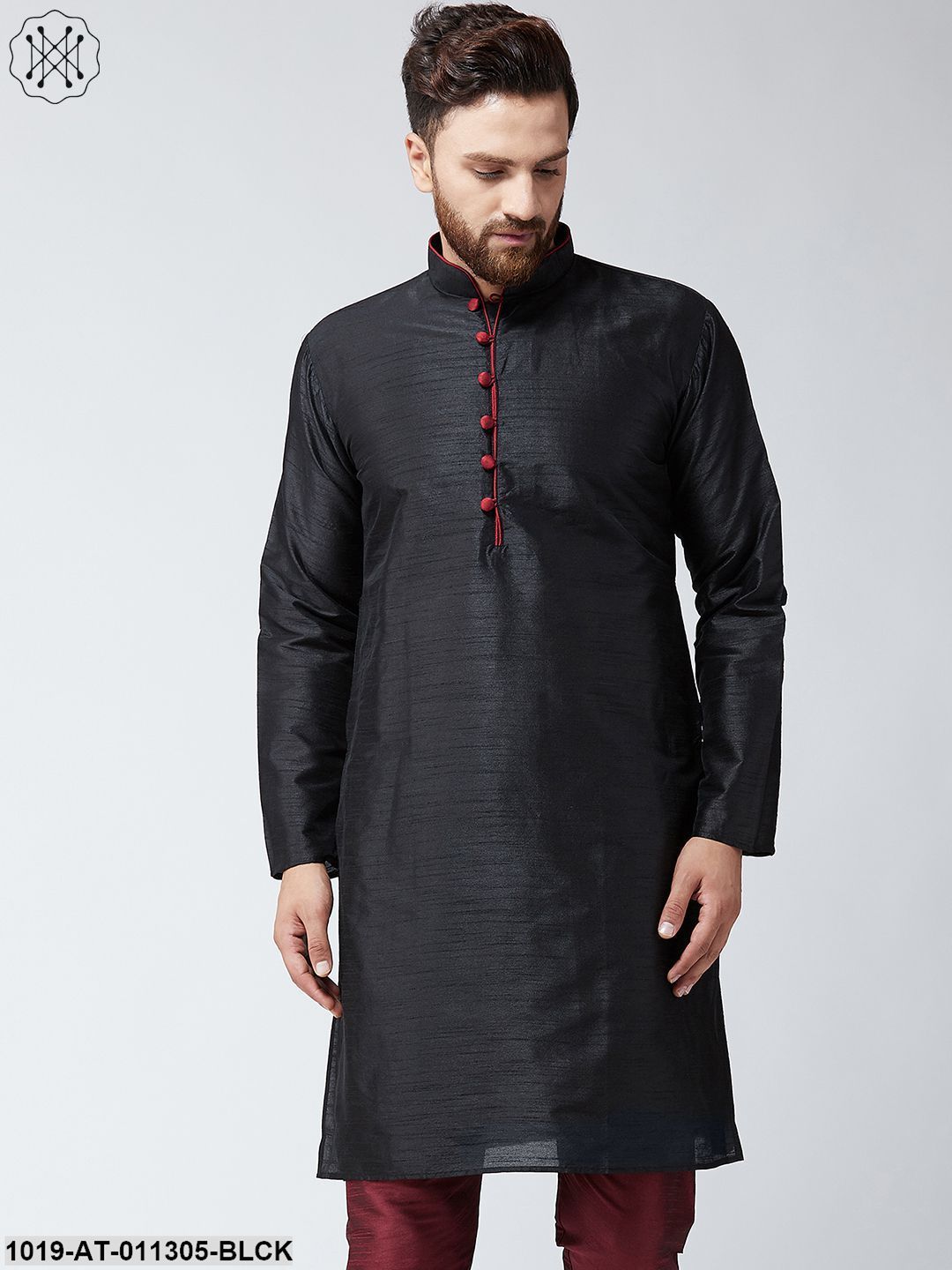 Men's Silk Black Only Long Kurta