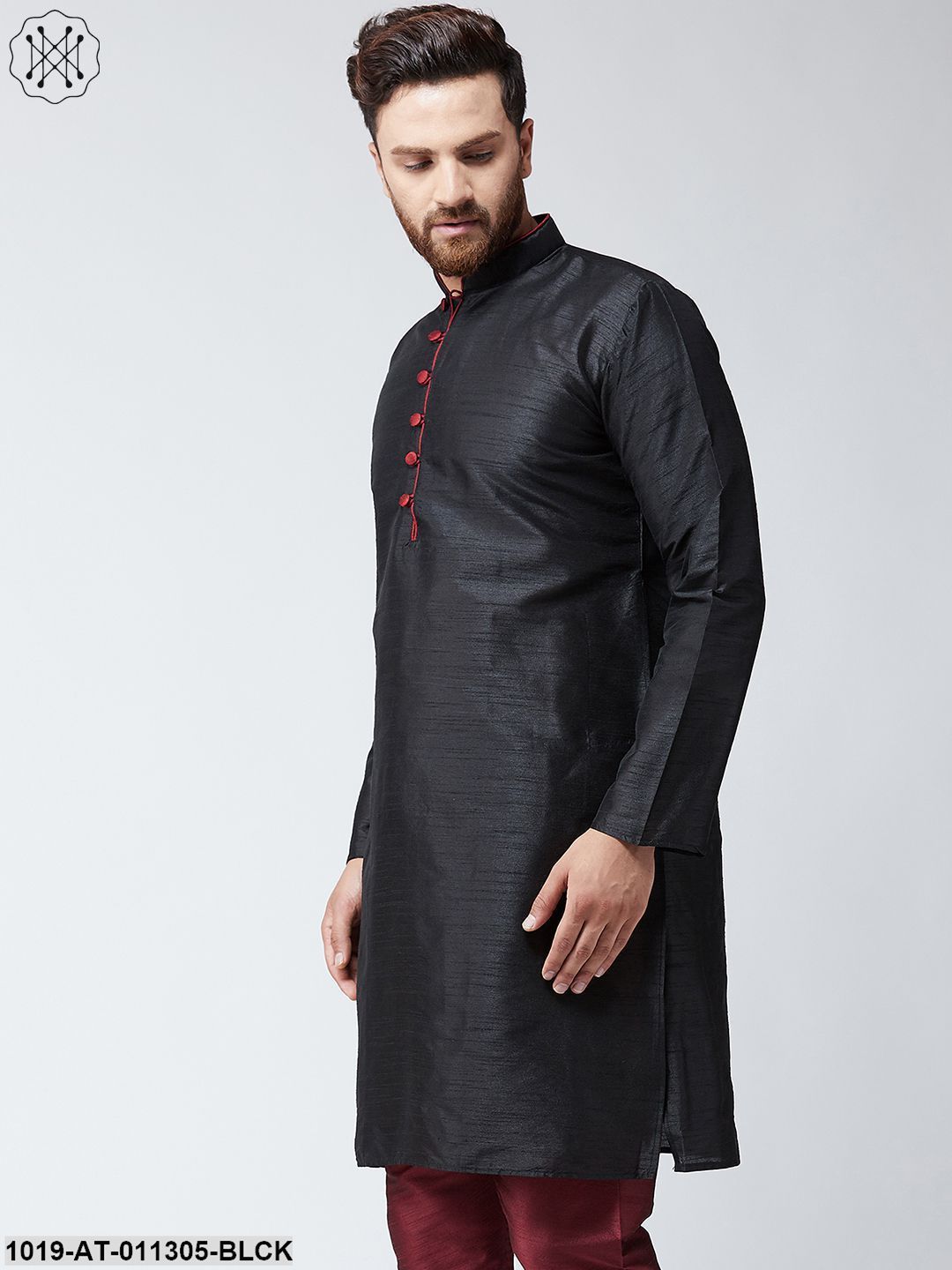 Men's Silk Black Only Long Kurta