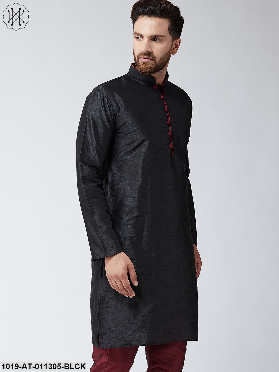 Men's Silk Black Only Long Kurta