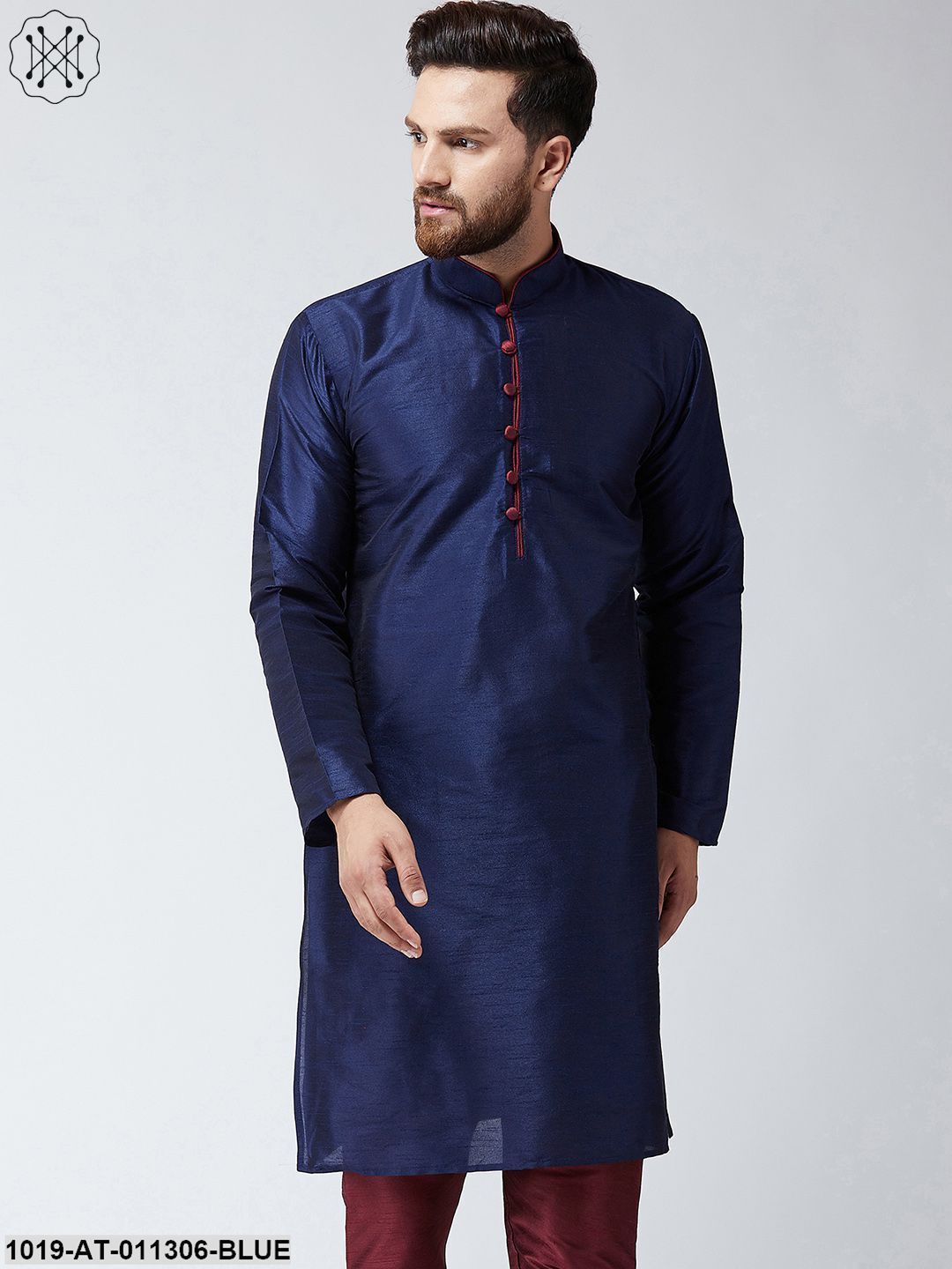 Men's Navy Blue Only Long Kurta