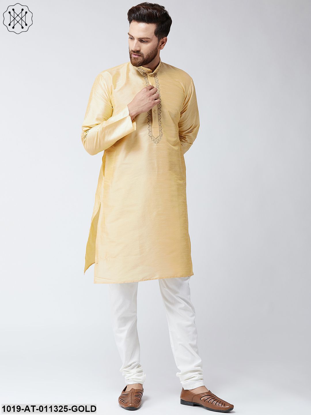 Men's Silk Gold Only Long Kurta