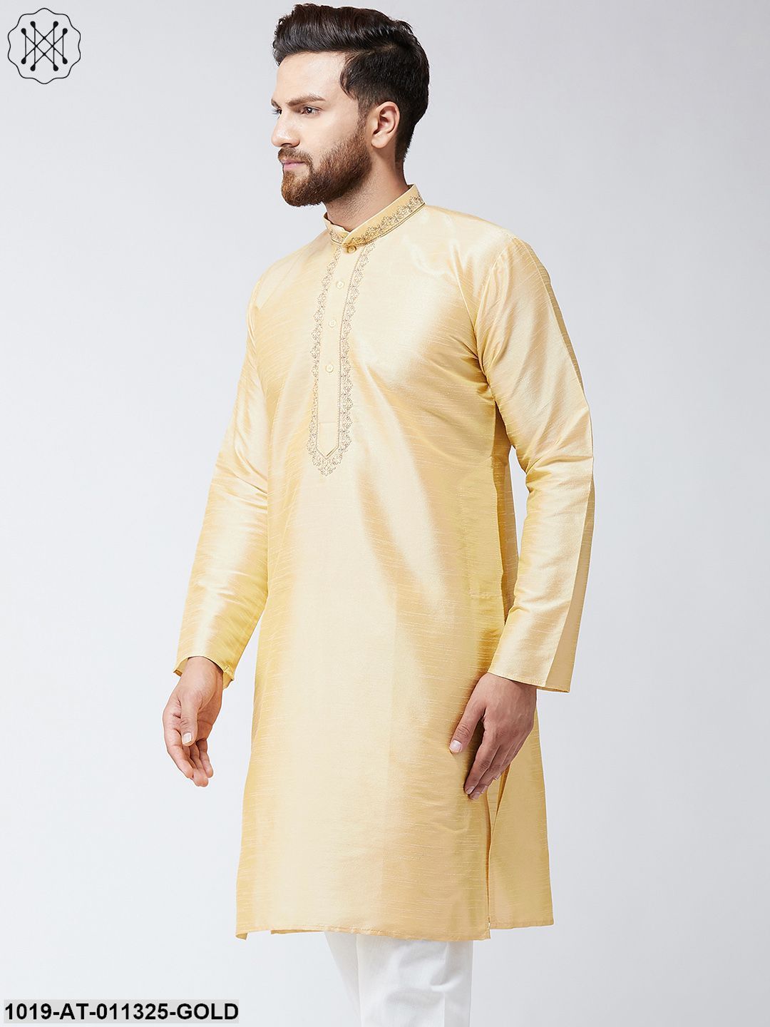 Men's Silk Gold Only Long Kurta