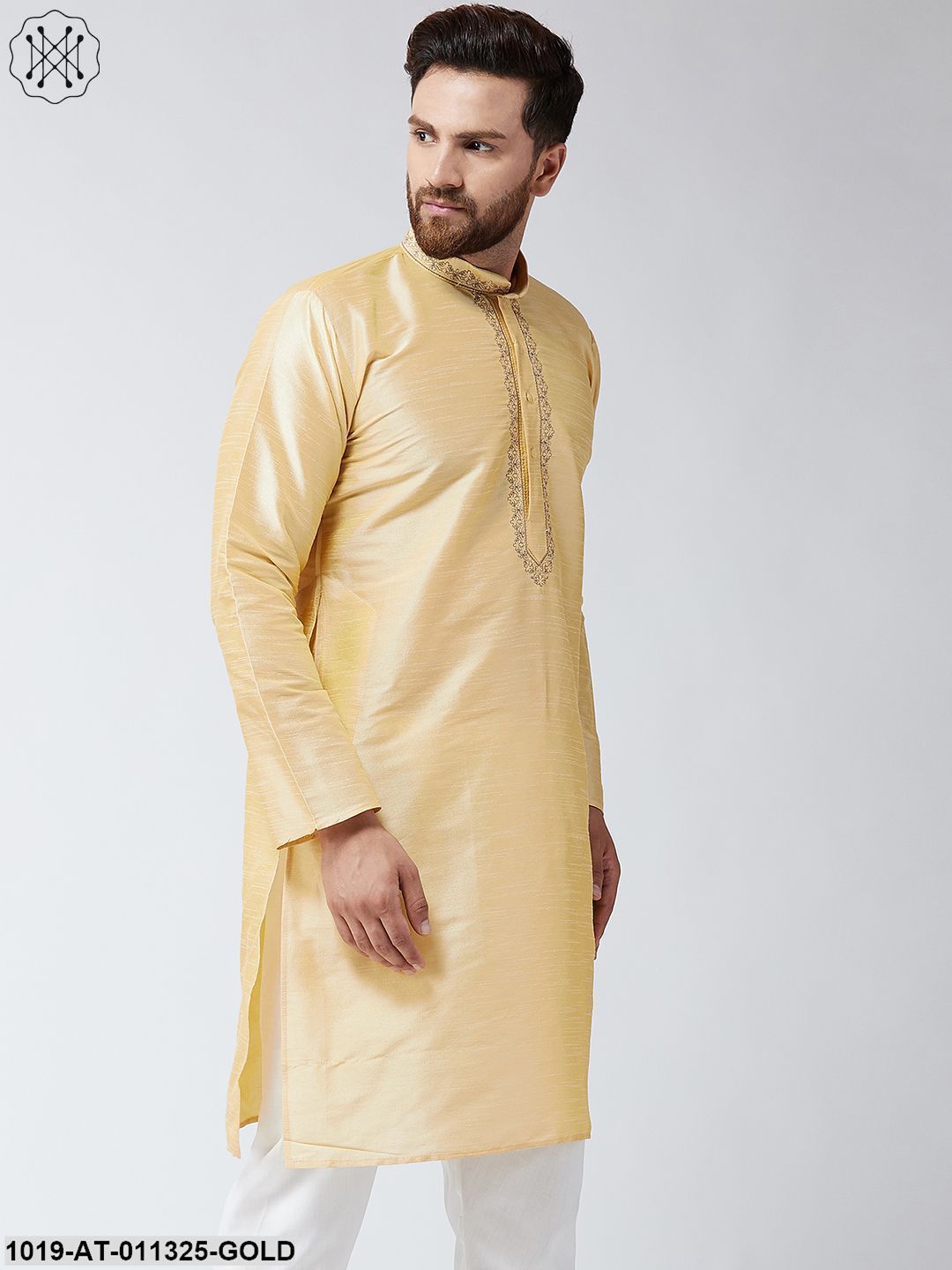 Men's Silk Gold Only Long Kurta