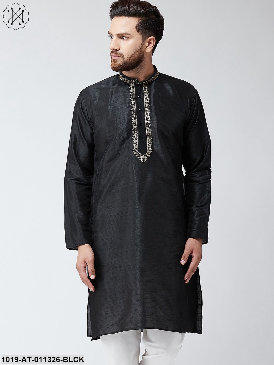 Men's Silk Black Only Long Kurta