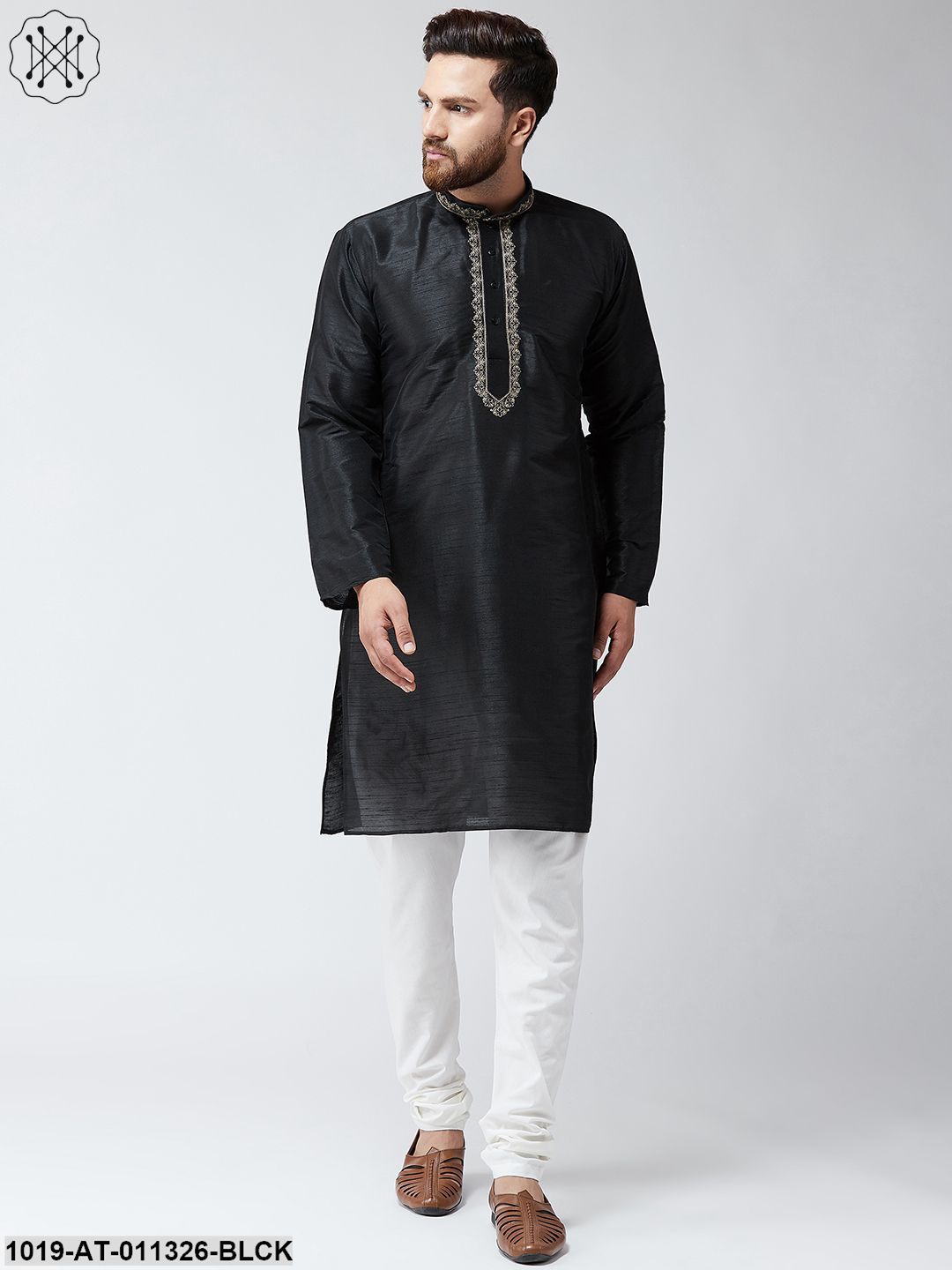 Men's Silk Black Only Long Kurta