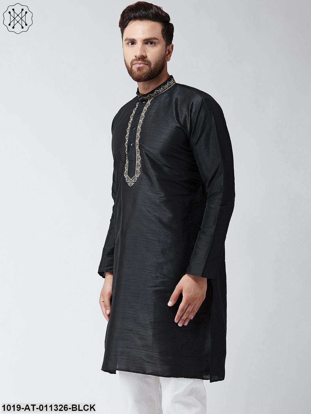 Men's Silk Black Only Long Kurta