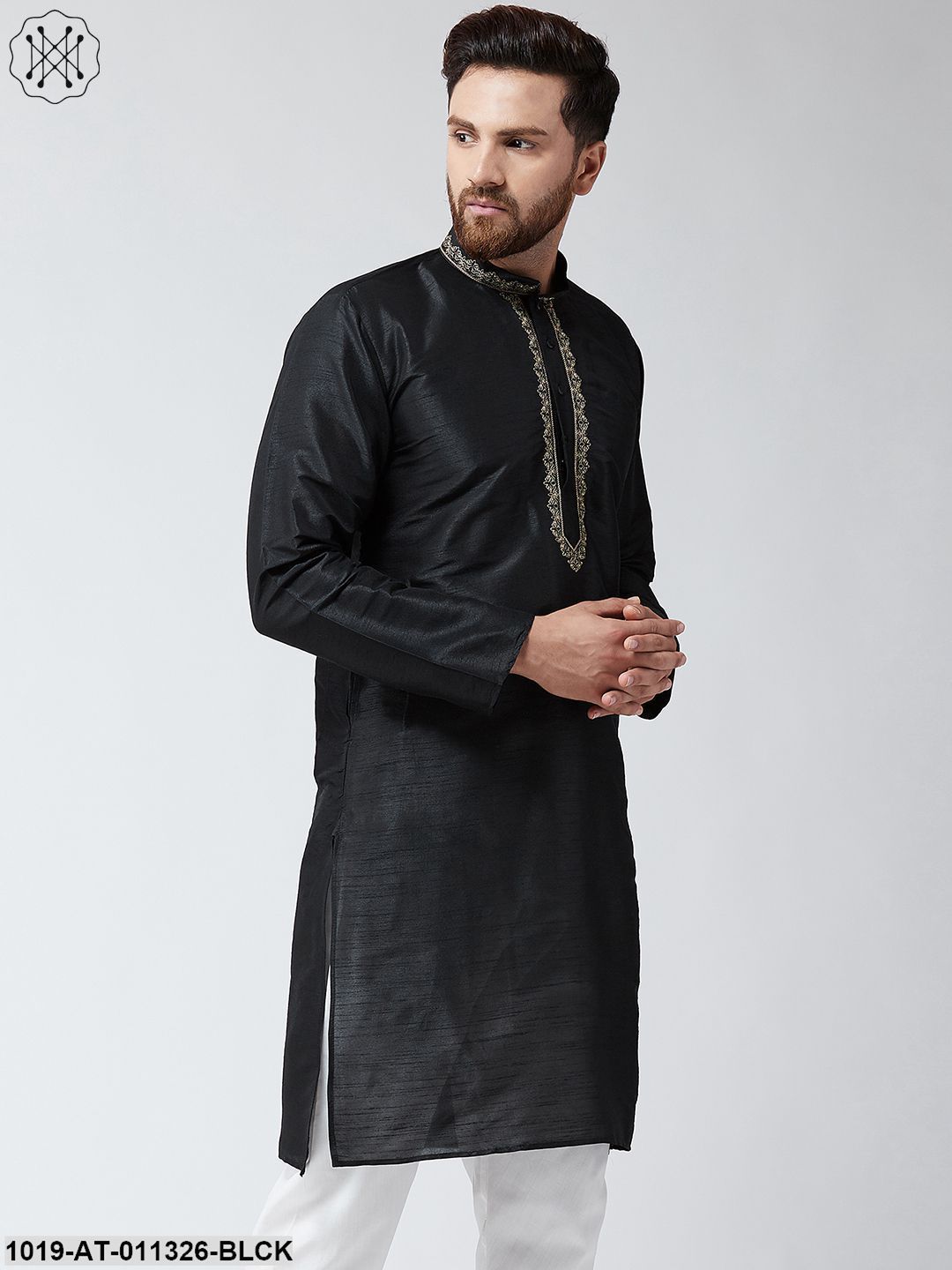 Men's Silk Black Only Long Kurta