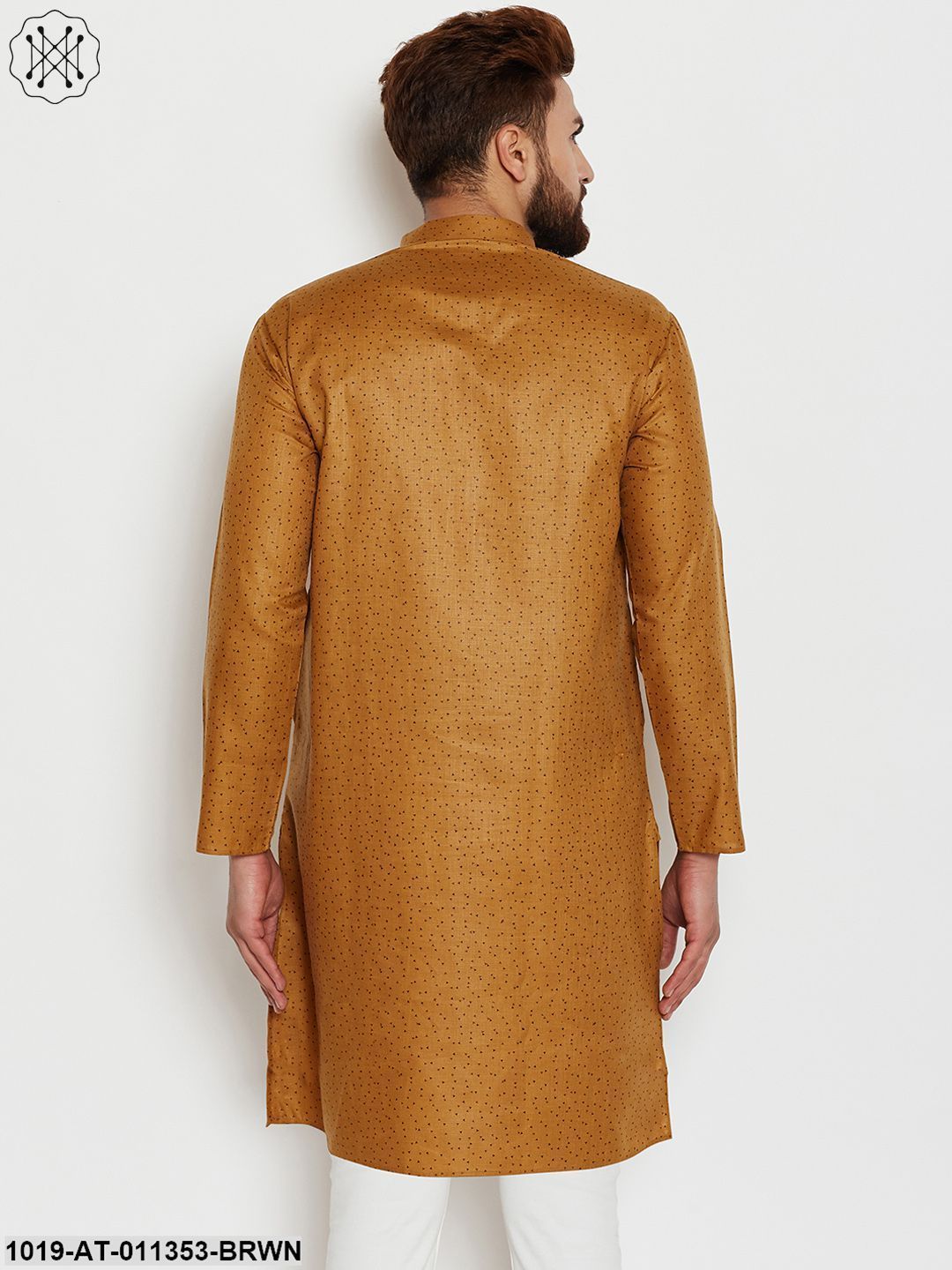 Men's Cotton Brown Printed Only Long Kurta