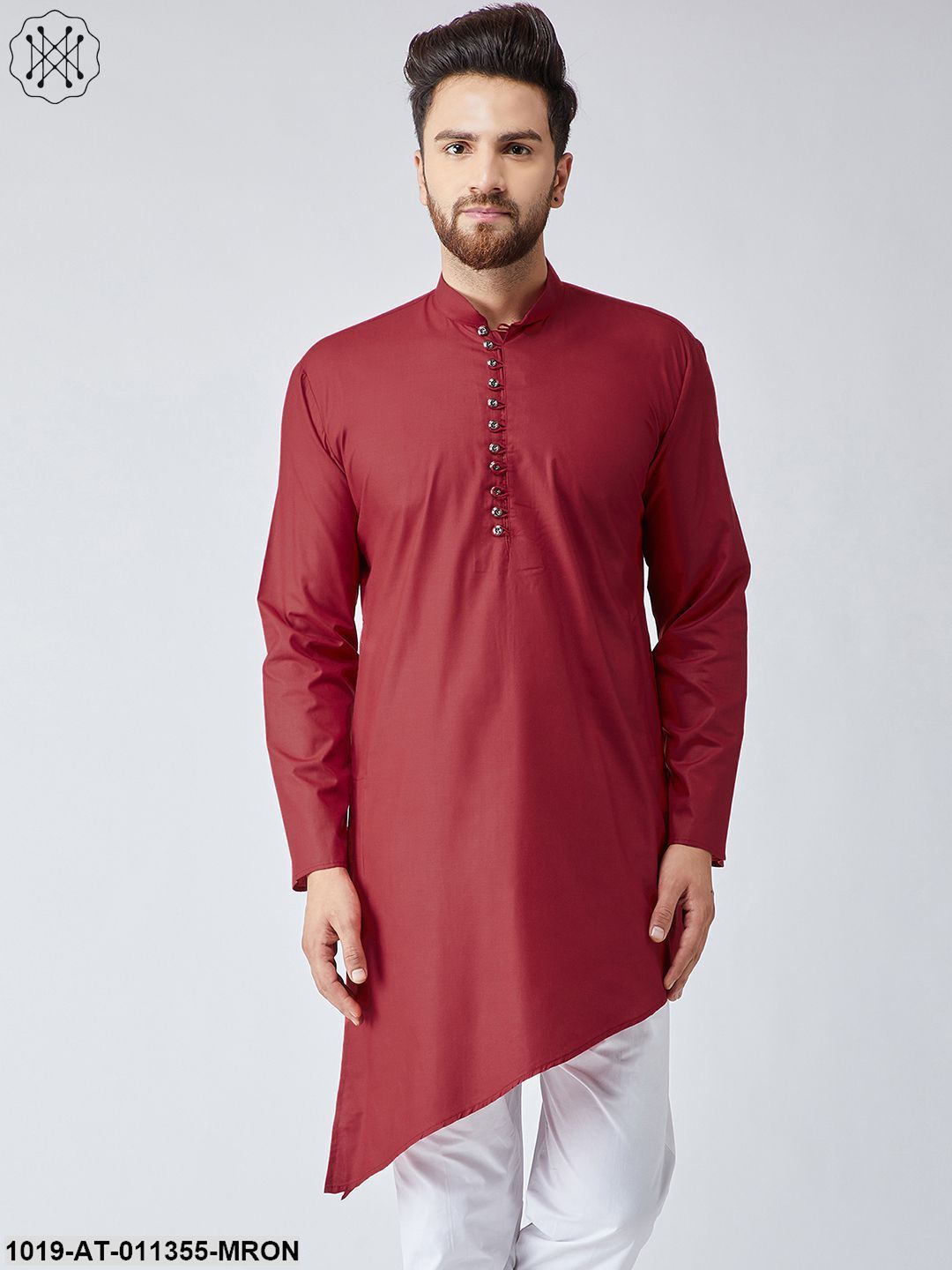 Men's Cotton Dark Maroon Only Long Kurta