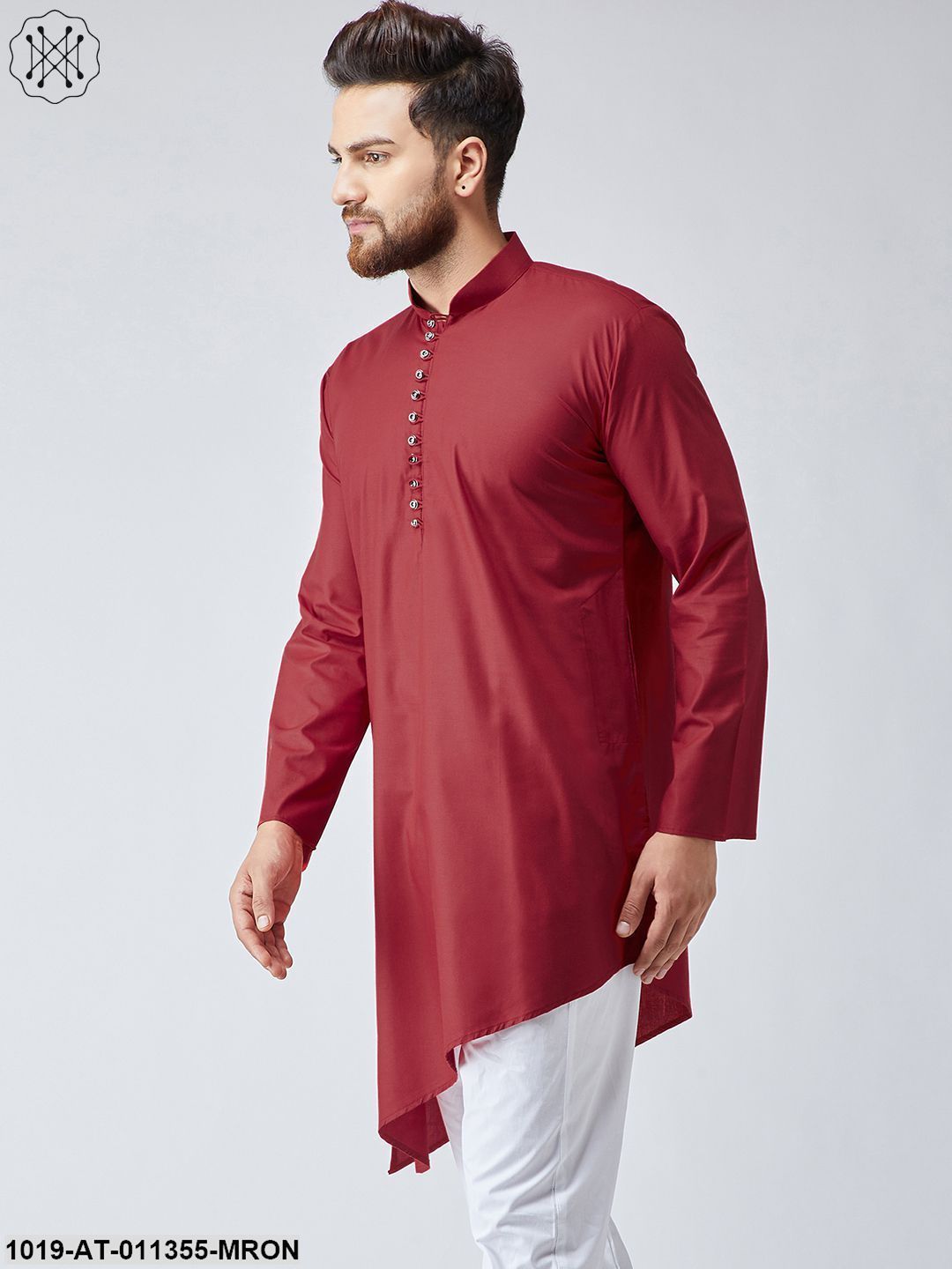 Men's Cotton Dark Maroon Only Long Kurta