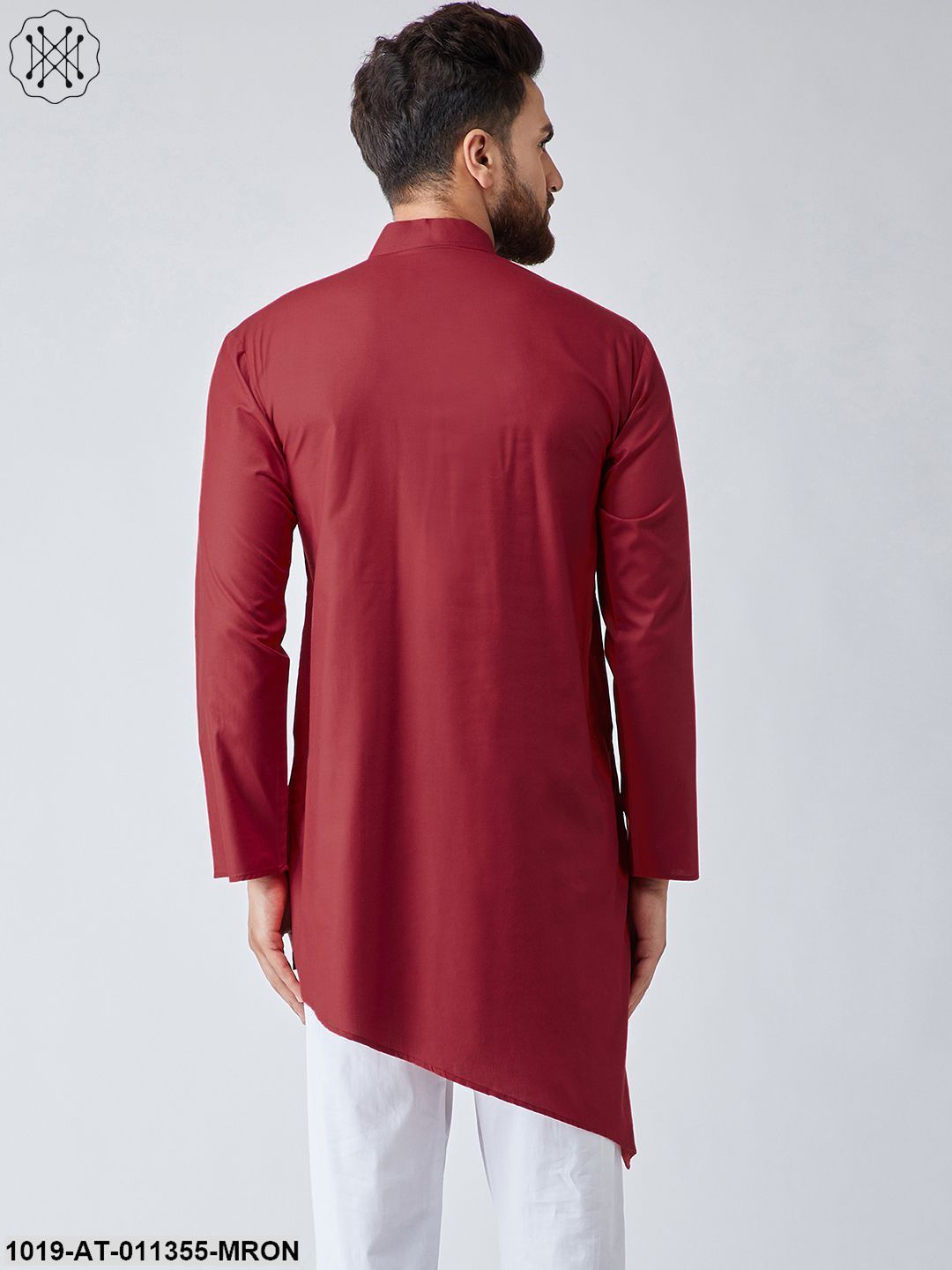 Men's Cotton Dark Maroon Only Long Kurta