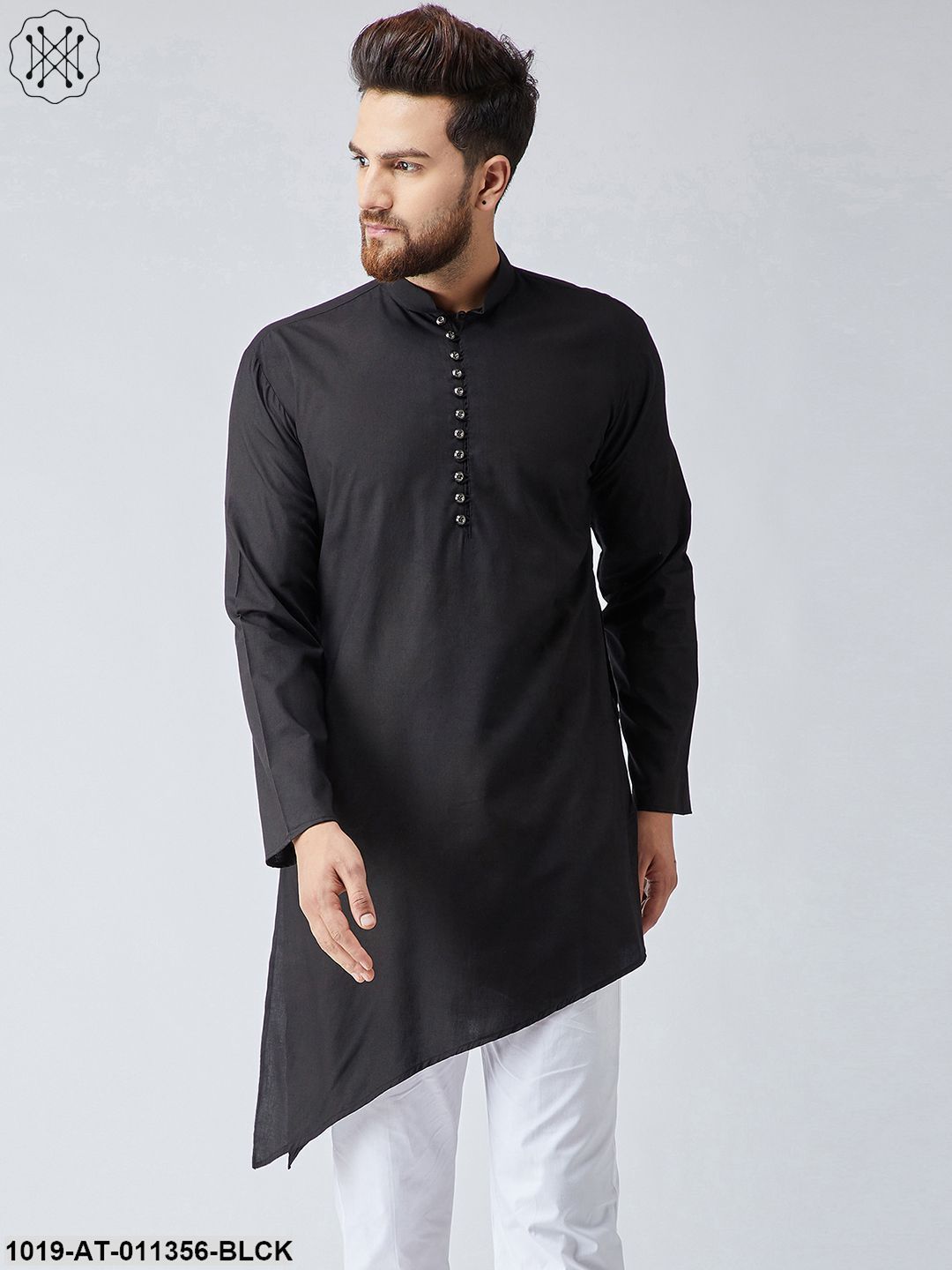 Men's Cotton Black Only Long Kurta