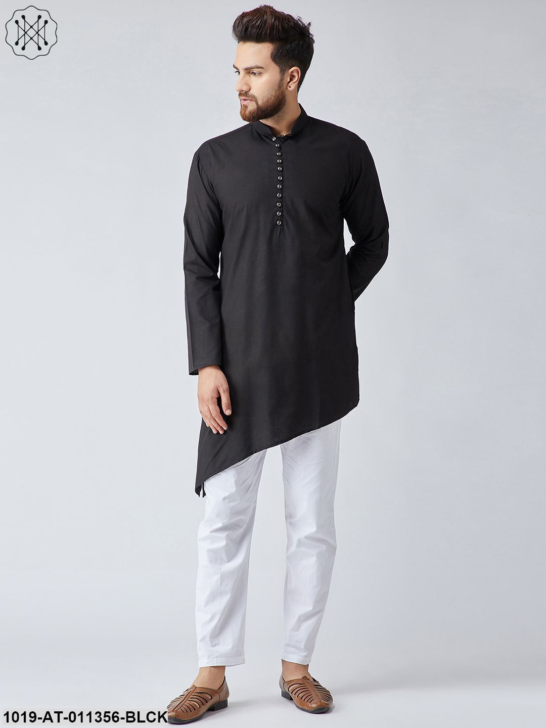 Men's Cotton Black Only Long Kurta