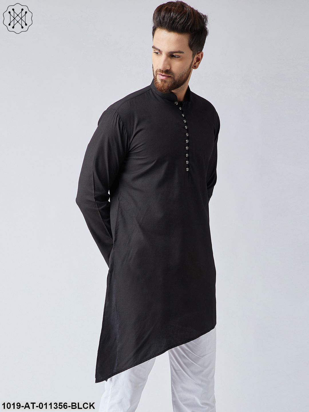 Men's Cotton Black Only Long Kurta