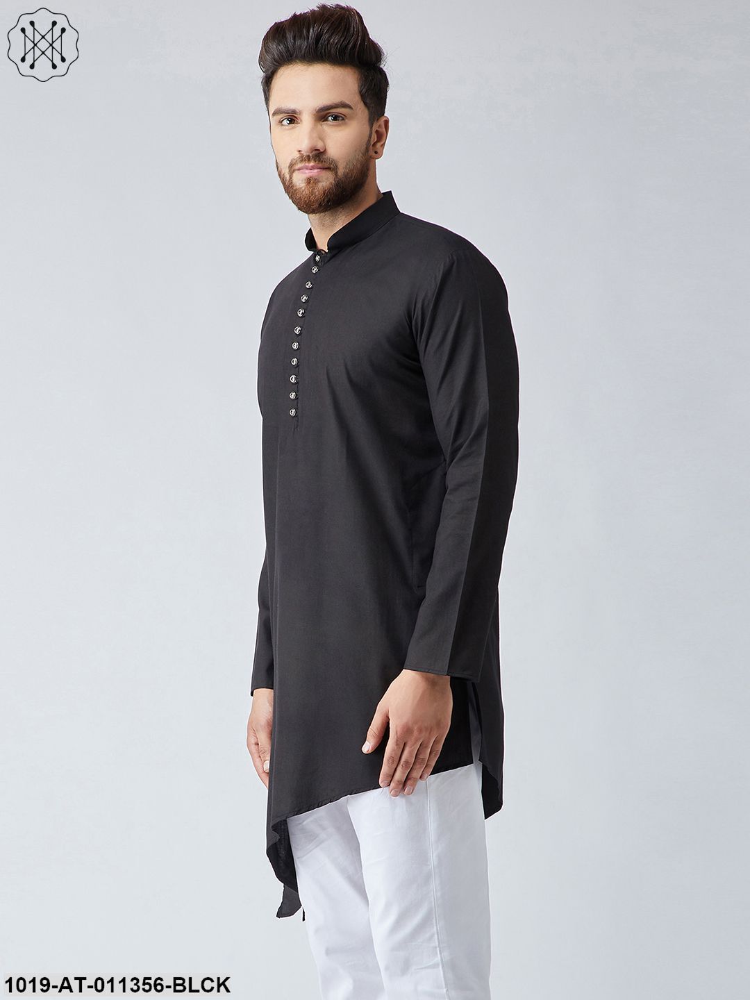 Men's Cotton Black Only Long Kurta