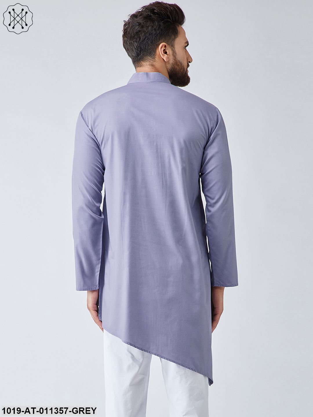 Men's Cotton Light Grey Only Long Kurta