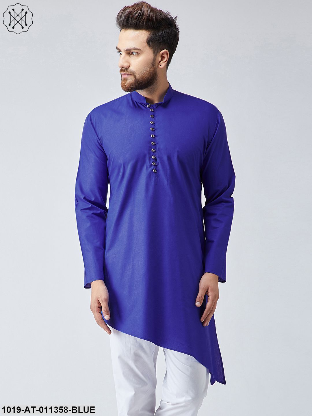 Men's Cotton Royal Blue Only Long Kurta