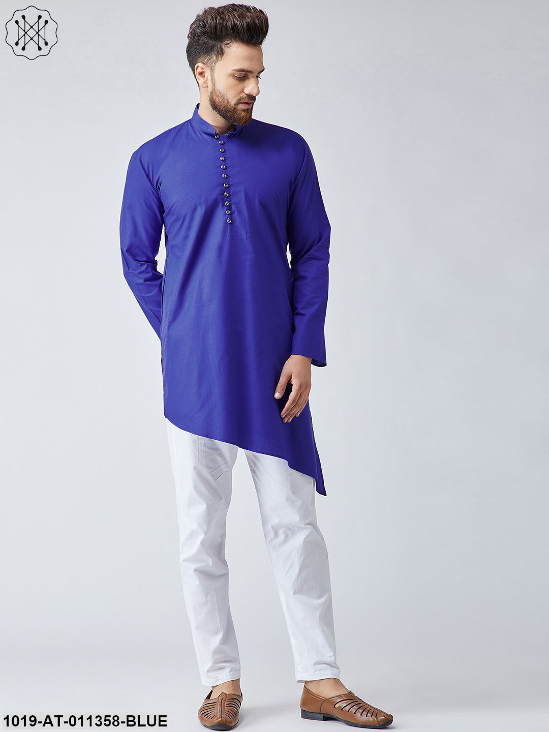 Men's Cotton Royal Blue Only Long Kurta