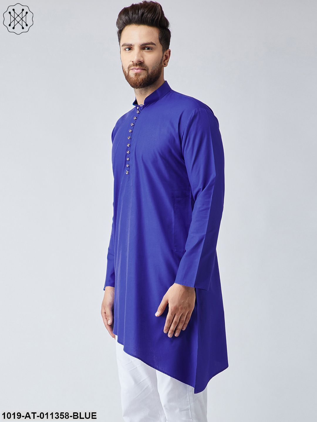 Men's Cotton Royal Blue Only Long Kurta