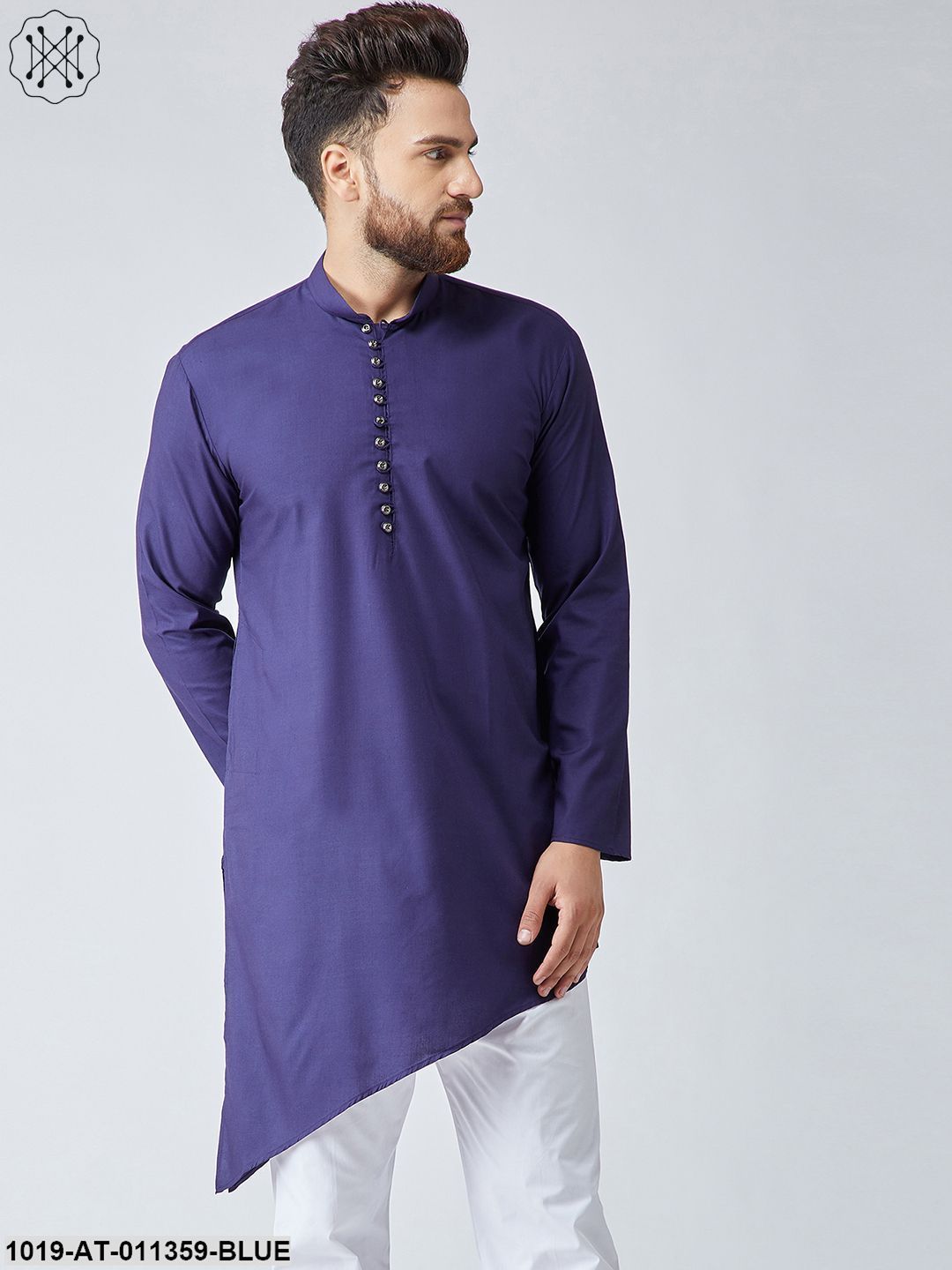Men's Cotton Navy Blue Only Long Kurta