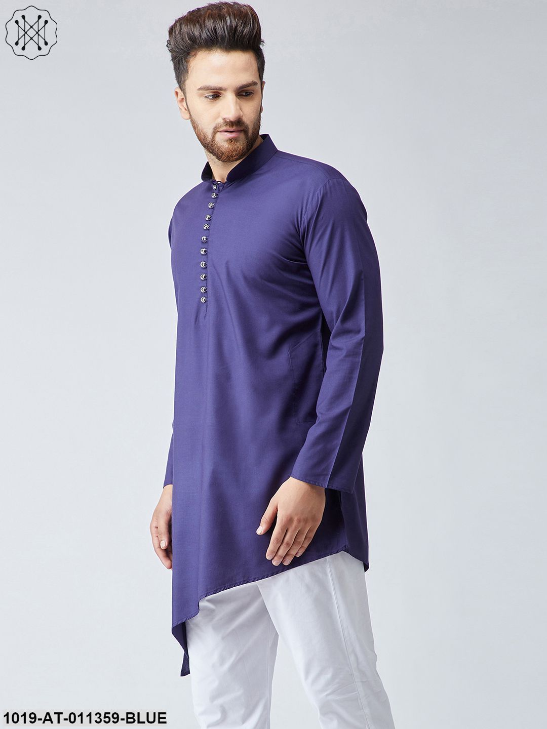 Men's Cotton Navy Blue Only Long Kurta