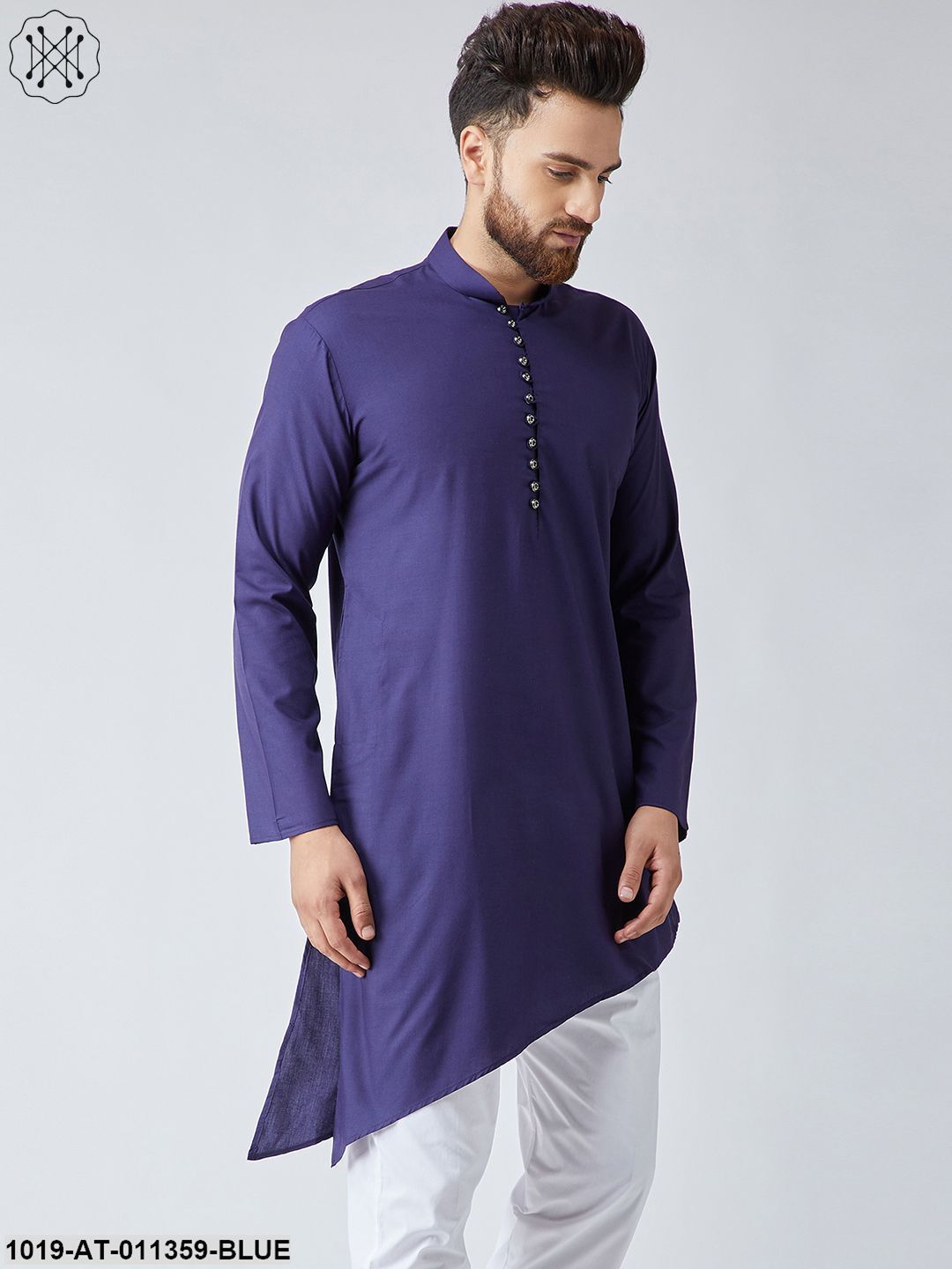 Men's Cotton Navy Blue Only Long Kurta