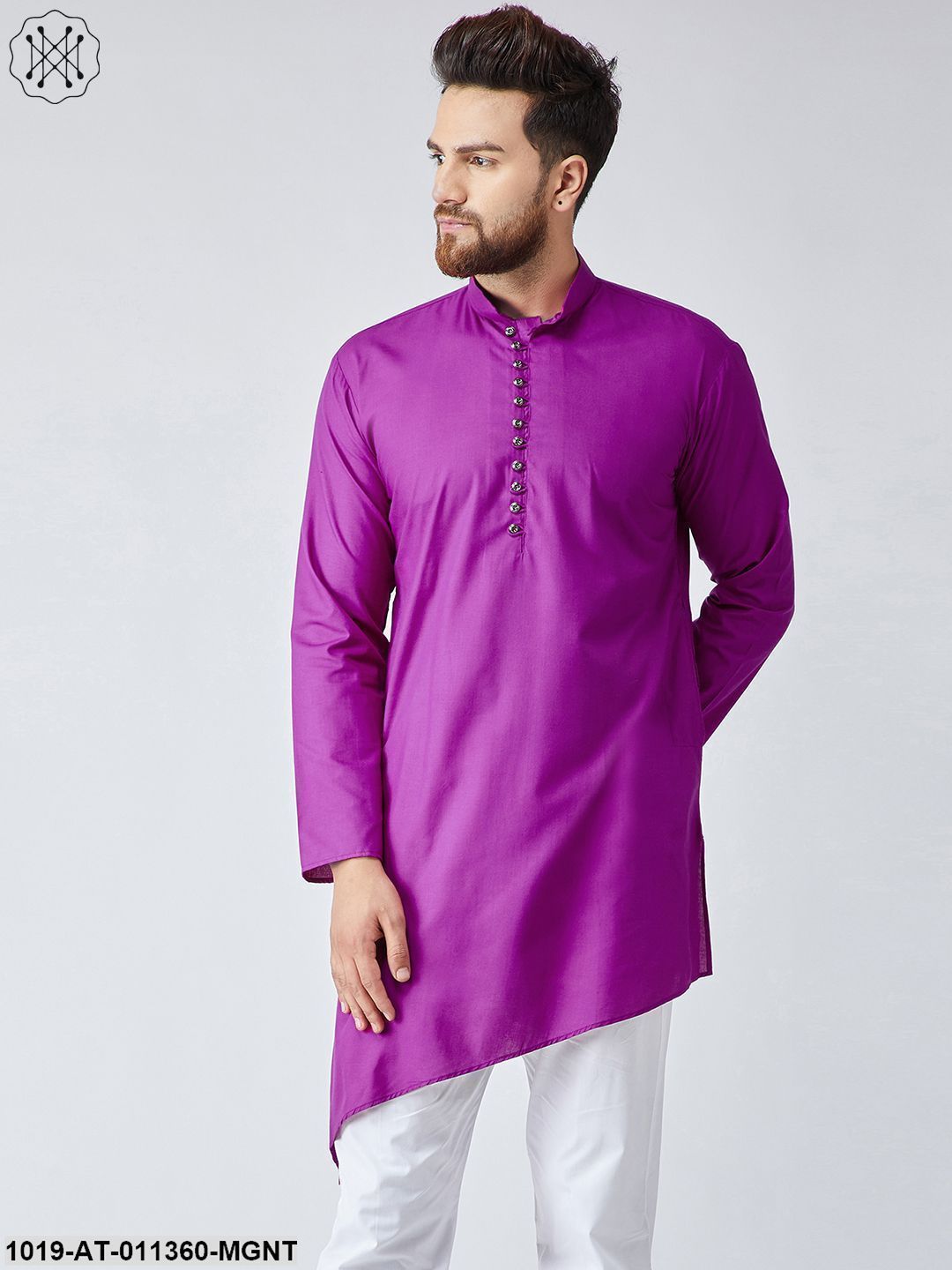 Men's Cotton Magenta Only Long Kurta
