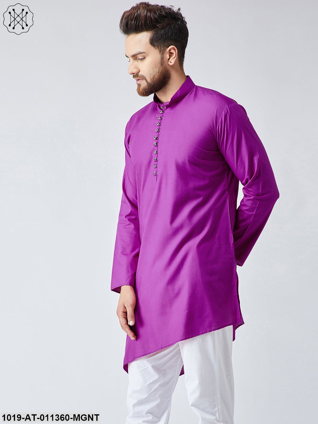 Men's Cotton Magenta Only Long Kurta