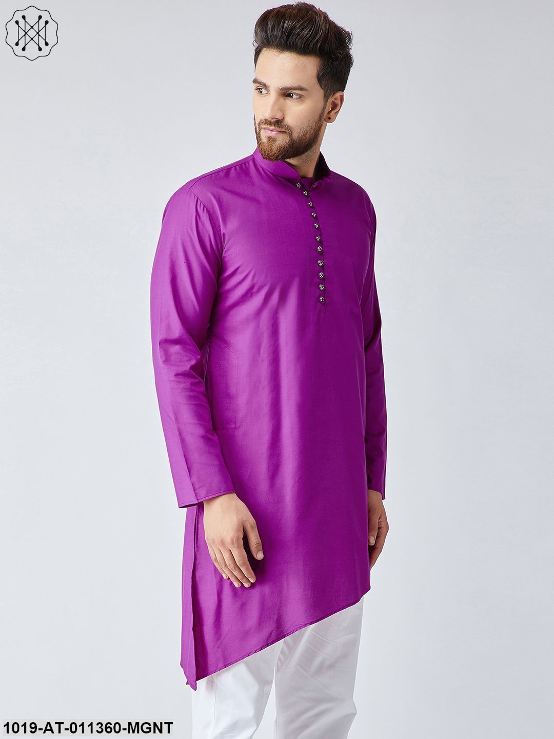 Men's Cotton Magenta Only Long Kurta