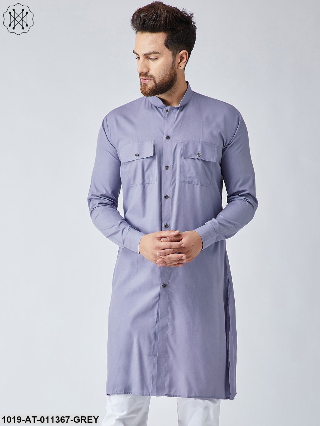 Men's Cotton Grey Only Long Kurta