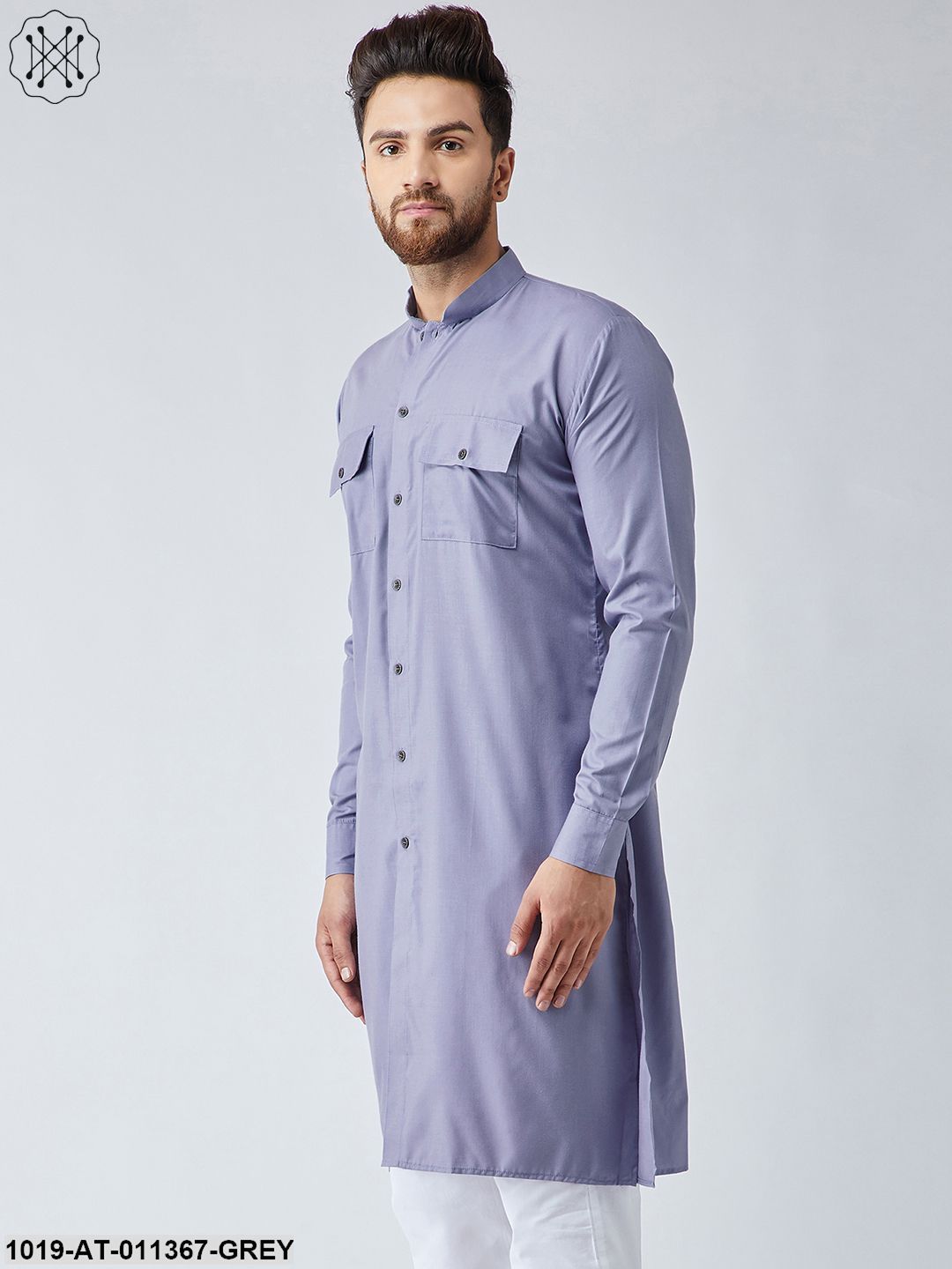 Men's Cotton Grey Only Long Kurta