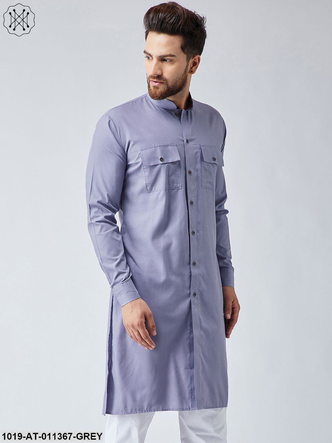 Men's Cotton Grey Only Long Kurta