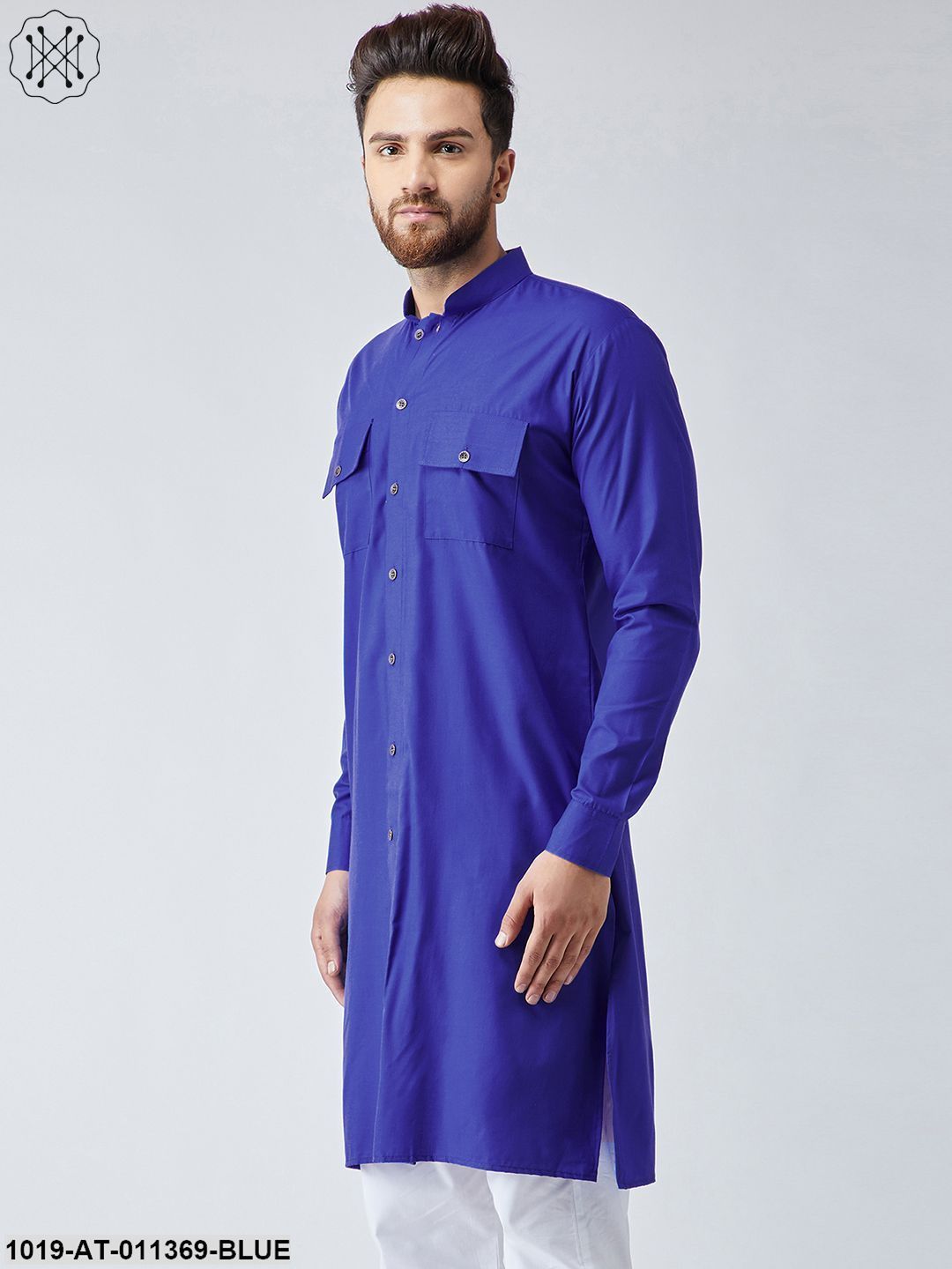 Men's Cotton Royal Blue Only Long Kurta