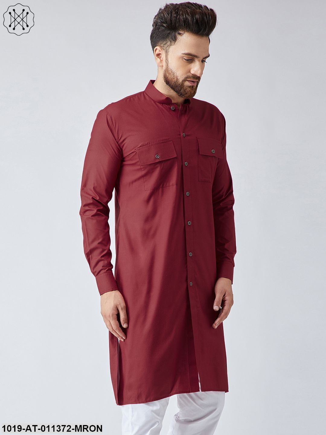 Men's Cotton Maroon Only Long Kurta