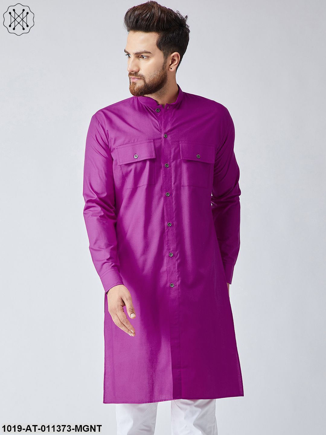 Men's Cotton Magenta Only Long Kurta