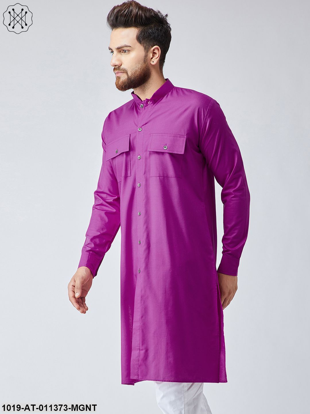 Men's Cotton Magenta Only Long Kurta