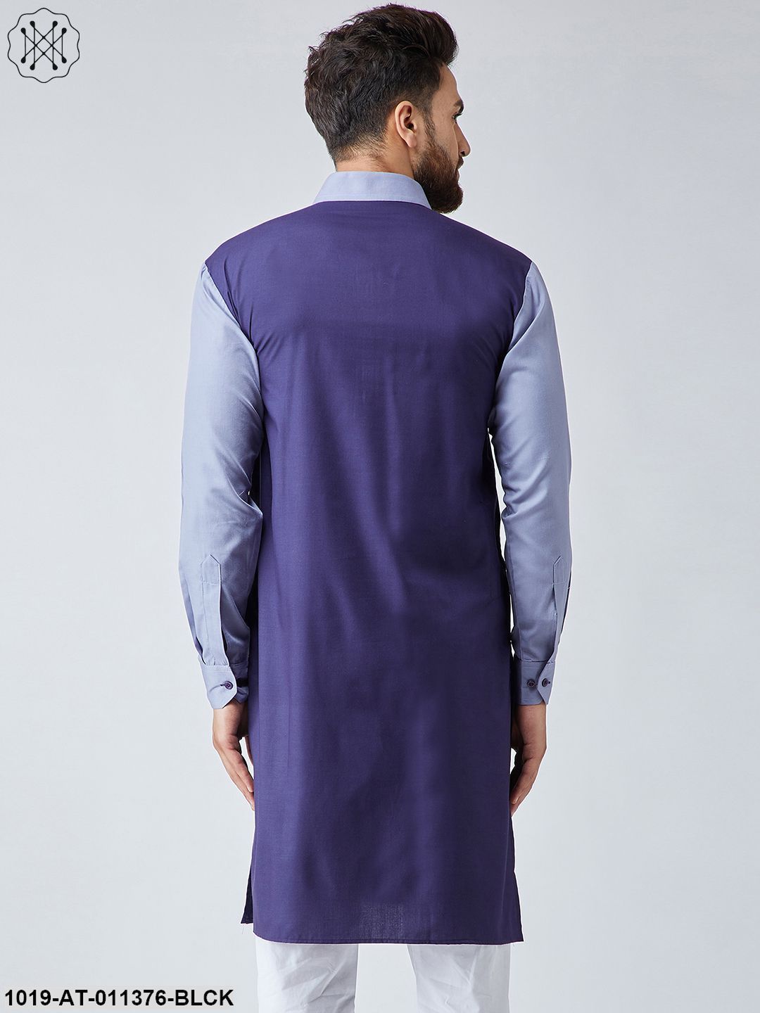Men's Cotton Black & Maroon Only Long Kurta
